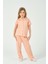 Kız Çocuk Çiçek Baskılı Önden Düğmeli Pijama Takımı 2