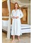 Uzun Kol Kuşak Detay Midi Sabahlık Cossybyaqua 25514 3(44-46) - Krem 4