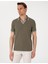 Erkek Haki Slim Fit Örme Dokulu Polo Yaka Tişört 50310162-VR027 1