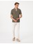 Erkek Haki Slim Fit Örme Dokulu Polo Yaka Tişört 50310162-VR027 4