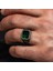 925 Ayar Gümüş Oksitli Yeşil Zirkon Taşlı Sade Erkek Yüzük 3