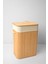 Katlanabilir Bambu Çamaşır Sepeti 44x39x62CM, Şık ve Kullanışlı Bej Renkli 3