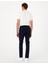 Erkek Lacivert Slim Fit Keten Görünümlü Kanvas Pantolon 50308086-VR033 4