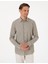 Erkek Haki Slim Fit Çizgili Uzun Kollu Gömlek 50310777-VR054 1