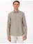 Erkek Haki Slim Fit Çizgili Uzun Kollu Gömlek 50310777-VR054 3