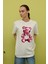 Kadın Ekru Ayıcık Baskılı Oversize T-Shirt 2