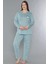 Büyük Beden Battal Uzun Kol Mevsimlik Pijama Takımı Viskon Alperi B790-33 4