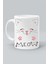 Meow Pembe Patili Kedi Baskılı Beyaz Klasik Kupa Bardak 1