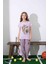 Kız Çocuk Mini Desenli Lila Pijama Takımı 1