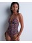 Sunkissed Allure Derin Dekolteli Ikat Desenli Ayarlanabilir Askılı Kadın Mayo 3