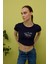 Kadın Lacivert Kısa Kollu Baskılı Tshirt 2