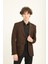 Kahverengi Mono Yaka Iki Düğme Çift Yırtmaç Blazer Tek Ceket Slim Fit | Agustini 1