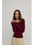 Kadın Bordo Geniş Yakalı Uzun Kollu T-Shirt 2