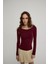 Kadın Bordo Geniş Yakalı Uzun Kollu T-Shirt 3