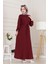 Yakası Güpür Nova Elbise-Bordo 1