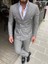 Açık Gri Renk Turkuaz Çizgili,kruvaze Takım Elbise Slim Fit Italyan Stil | Agustini 1