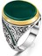 925 Ayar Gümüş Oval Düz Yeşil Akik Taşlı Erkek Yüzük 2