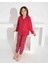 Kız Çocuk Yakası Ekose Desenli Düğmeli Uzun Kollu Pijama Takımı 2