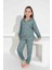 Kız Çocuk Kalp Desenli Düğmeli Uzun Kollu Pijama Takımı 2
