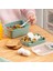 3191 Vakumlu Kendinden Kaşık Çatallı Sosluklu Bölmeli Saklama Kabı Beslenme Çantası - Taşınabilir 2 Katlı Lunch Box - Sefer Tası 1200 ml Yeşil 2