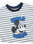 Kısa Kollu Bisiklet Yaka Pamuklu Çizgili Lisanslı Mickey Mouse Tişört 3