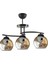 Fuji Modern Dekoratif Salon - Mutfak - Yatak Odası Siyah Renk Bal Camlı 3 Lü Avize 2