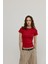 Kadın Magenta Kısa Kollu Basic T-Shirt 3