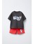 Çocuk Pamuklu Siyah Kırmızı Bluey T-Shirt ve Şort Takım 1