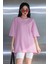 Açık Pembe Basic Düz Baskısız Oversize Salas Boyfriend Kadın T-Shirt 1