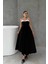 Önü Garnili Siyah Büzgülü Elbise 2