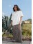 Beyaz Basic Düz Baskısız Oversize Salas Boyfriend Kadın T-Shirt 2