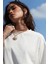 Beyaz Basic Düz Baskısız Oversize Salas Boyfriend Kadın T-Shirt 3