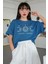 Kadın Pudra Pembe Oversize Celestial Sun Moon Baskılı T-Shirt 1