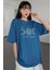 Kadın Pudra Pembe Oversize Celestial Sun Moon Baskılı T-Shirt 4