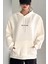 Kadın Kırık Beyaz Krem Ekru Spectacular Baskılı 3 Iplik Şardonlu Kapüşonlu Kanguru Cepli Oversize Salaş Hoodie Sweatshirt 3