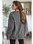 Kadın Antrasit Basic 0 Sıfır Yaka Baskısız Düz Oversize Salaş Bol Kesim Polar Sweatshirt 3