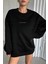 Kadın Siyah Dreamer Baskılı 0 Sıfır Yaka Oversize Salaş Bol Kesim Polar Sweatshirt 4