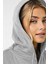 Kadin Kapüşonlu Gri Melanj Fermuarlı Polar 3 Üç Iplik Şardonlu Kapşonlu Sweatshirt Zip Up Hoodie - K2204 2