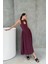 Damla Yaka Premium Bordo Elbise 1