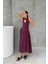 Damla Yaka Premium Bordo Elbise 2