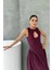 Damla Yaka Premium Bordo Elbise 3