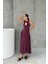 Damla Yaka Premium Bordo Elbise 4