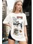 Kadın Ekru Beyaz Fashion Oversize Fit Bol Geniş Kalıp Salaş Kesim T-Shirt 1