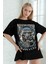Kadın Siyah Survive Oversize Fit Bol Geniş Kalıp Salaş Kesim T-Shirt 1
