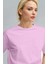 Kadın Pembe Nefes Alan Bisiklet Yaka Regular Fit Normal Kesim Baskisiz Basic T-Shirt 2