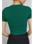 Kadın Bntn Yeşili Bisiklet Yaka Likralı Kısa Kol Body Crop Bluz 2