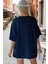 Kadın Lacivert Kupa As Kuru Kafa Oversize Fit Bol Geniş Kalıp Salaş Kesim T-Shirt 3