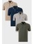 Pamuklu Slim Fit Şerit Detaylı Düğmeli Polo Yaka 4'lü T Shirt Erkek T Shirt 5902118S4 1