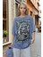 Kadın Mavi Survive Oversize Fit Bol Geniş Kalıp Salaş Kesim T-Shirt 1