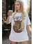 Kadın Ekru Beyaz Majestic Oversize Fit Bol Geniş Kalıp Salaş Kesim T-Shirt 1